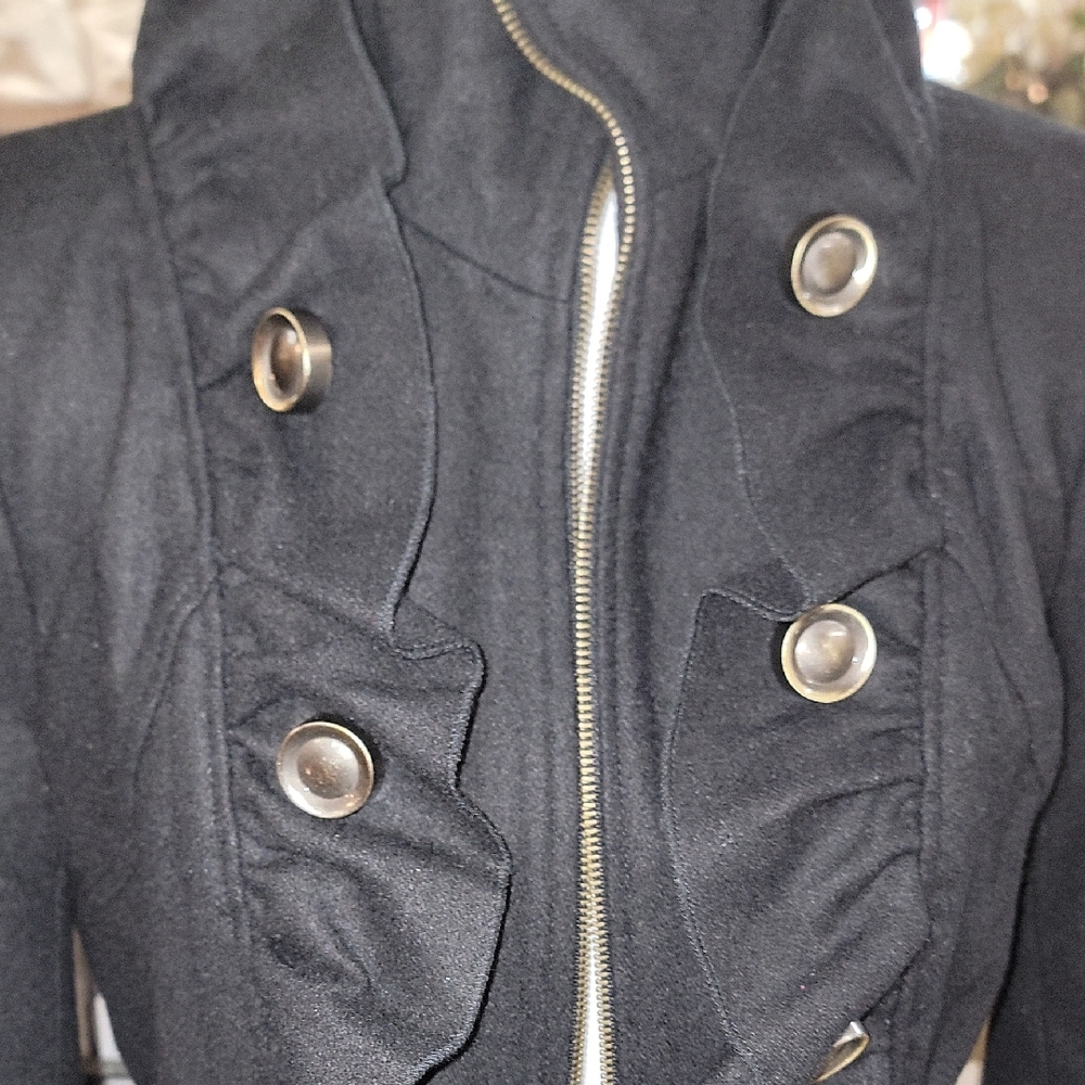 Grass Collection Black Ruffled Utility Jacket - Picture 3 of 7
